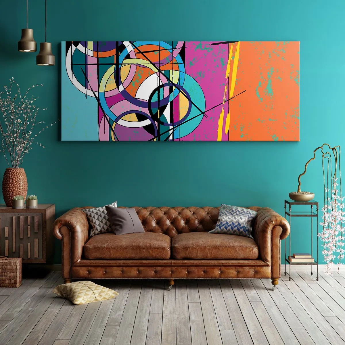 Obraz na plátně - Kruh za kruhem - 100x40 cm