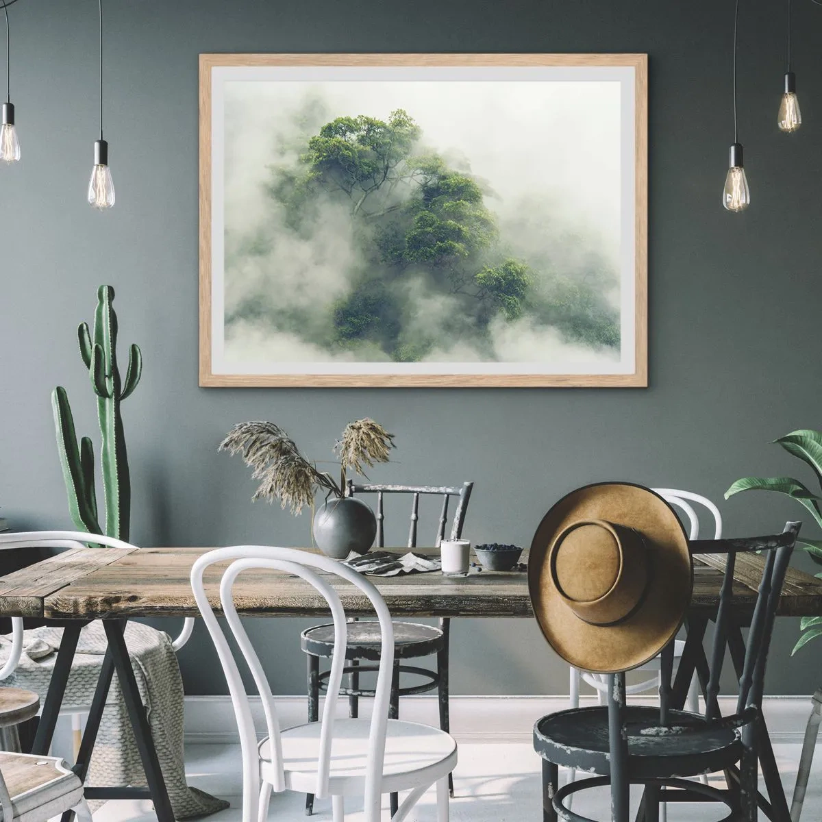 Plakát v rámu světlý dub - Zahalené mlhou - 100x70 cm