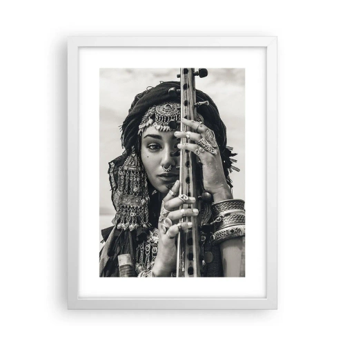 Plakát v bílém rámu - Samotná hudba orientu - 30x40 cm