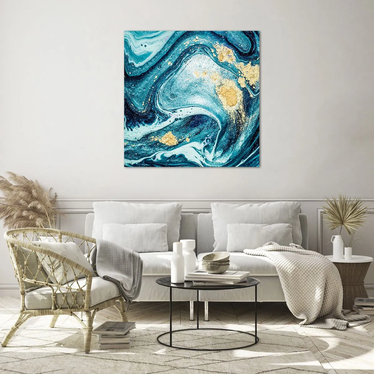 Obraz na skle - Modrý vír - 50x50 cm