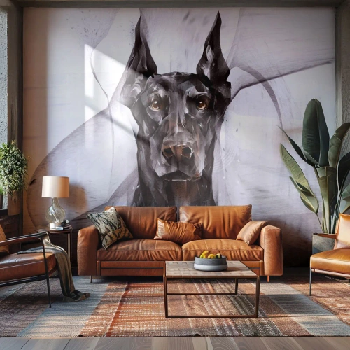 Fototapeta Premium Canvas - Z urozeného rodu - Abstrakce, dobrman, Pes - 200x140 cm