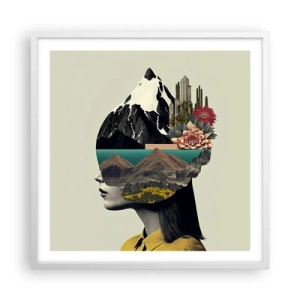 Plakát v bílém rámu - Žena – vždy tajemství - 60x60 cm