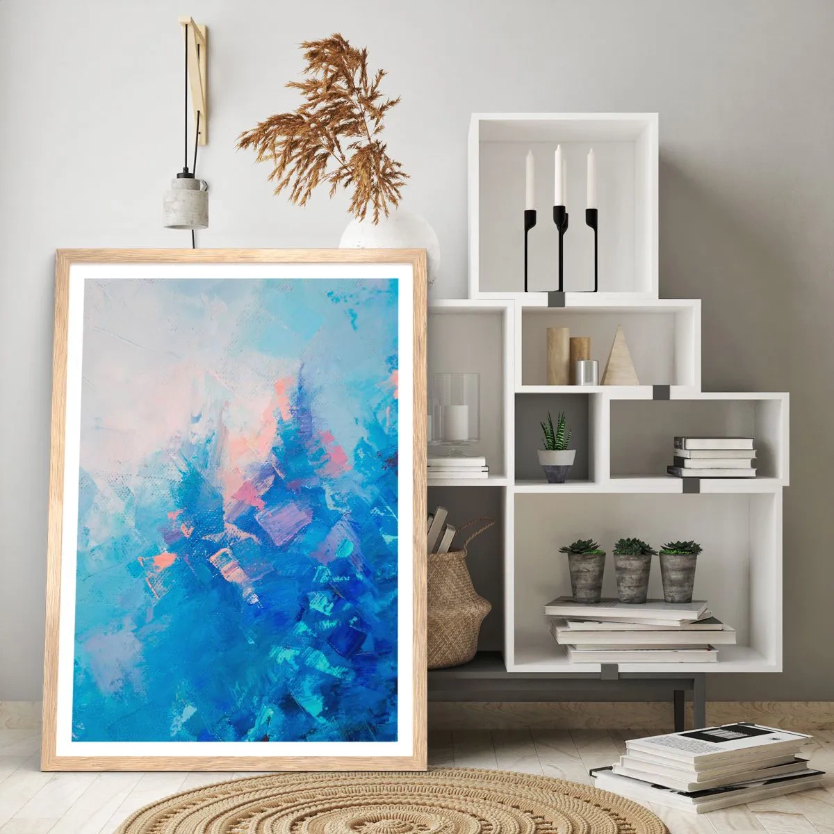 Plakát v rámu světlý dub - Zimní abstrakce - 30x40 cm