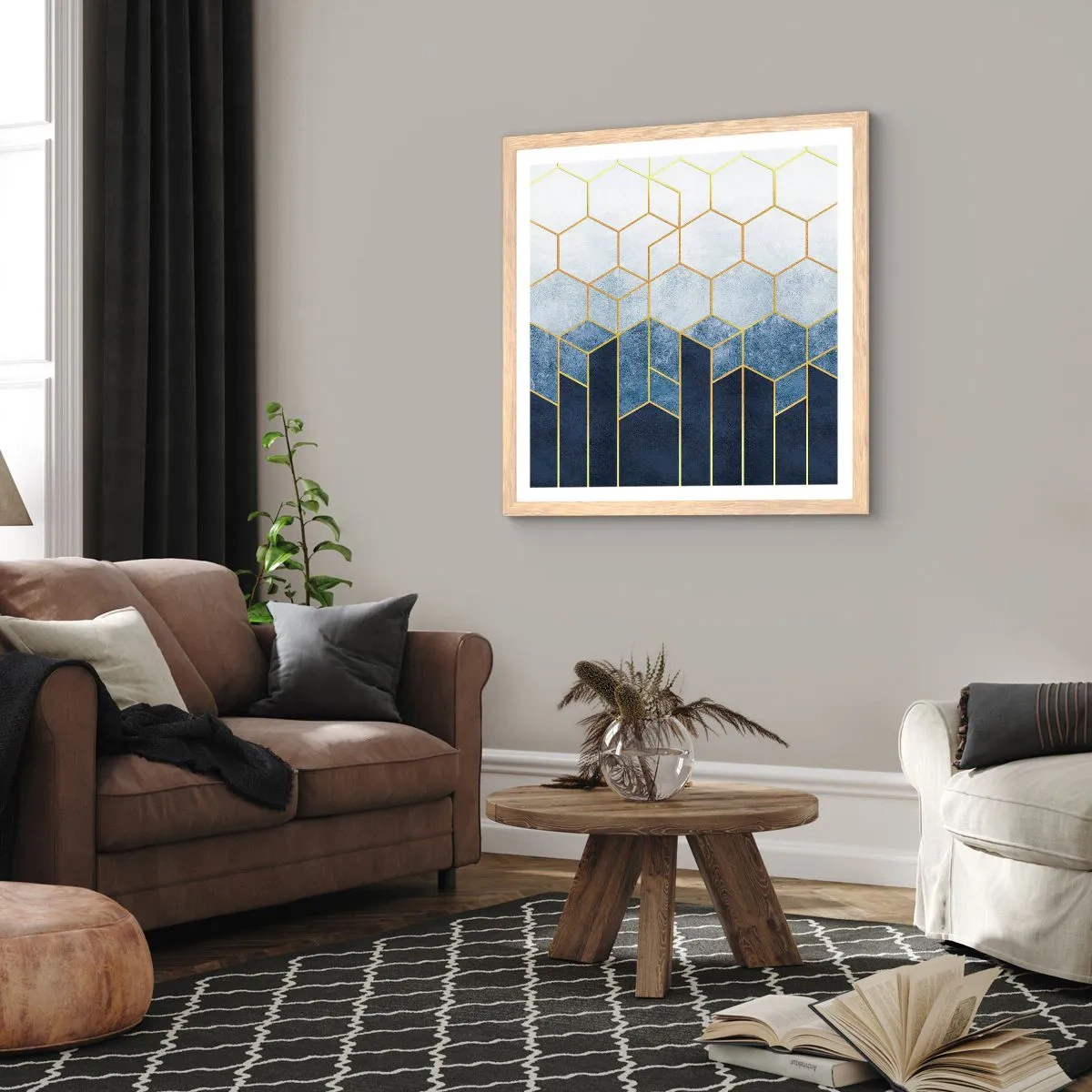 Plakát v rámu světlý dub - Kompozice v synkopickém rytmu - 50x50 cm