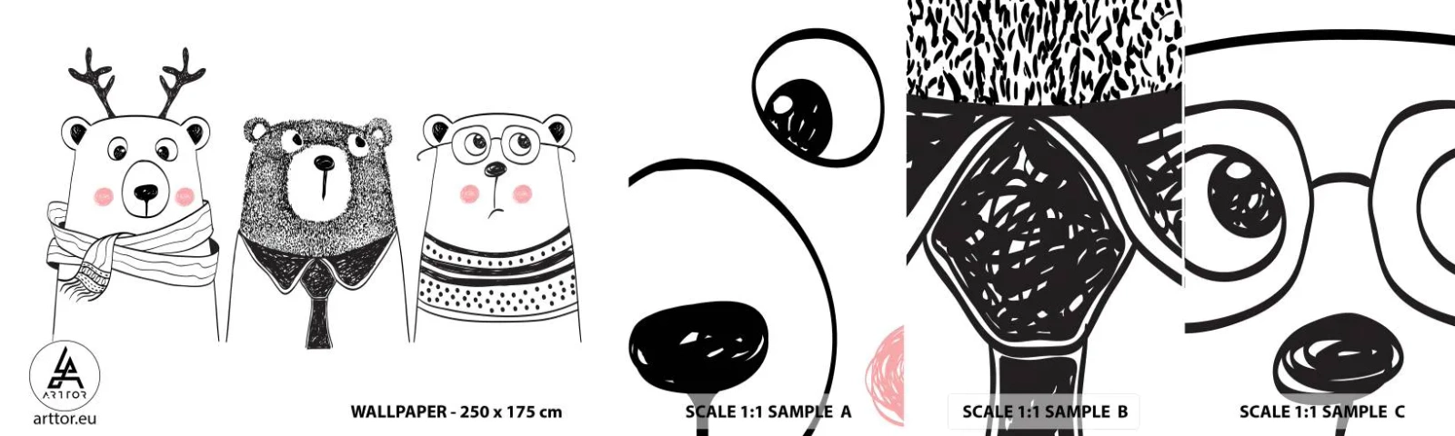 Fototapeta Vzorek Standard Eco - Medvěd, medvídek a méďa - Pro děti, Medvěd, Ilustrace - 100x30 cm