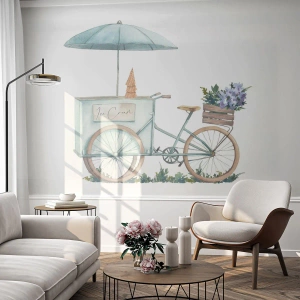 Fototapeta Standard Eco - Sladká vzpomínka na léto - Pastel, Zmrzlina, Jízdní kolo - 250x175 cm