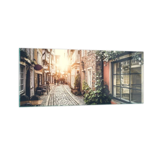 Obraz na skle - Růžová ulička v růžové září - 100x40 cm