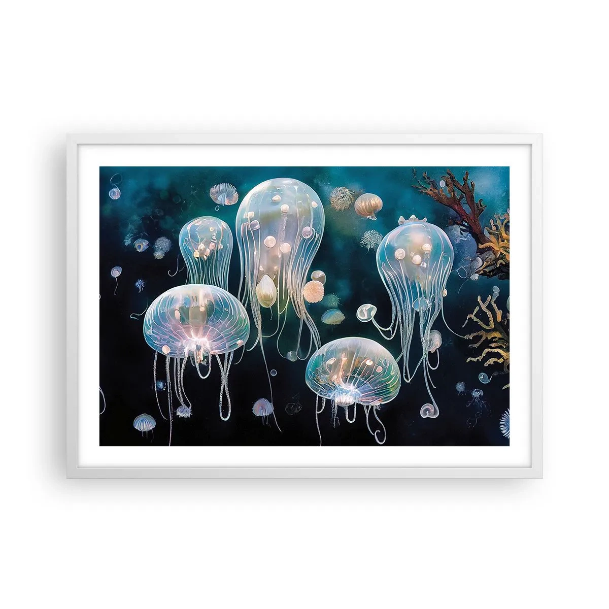 Plakát v bílém rámu - Podvodní ples - 70x50 cm