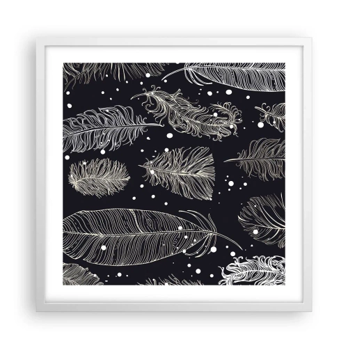 Plakát v bílém rámu - Krajka s peřím - 50x50 cm