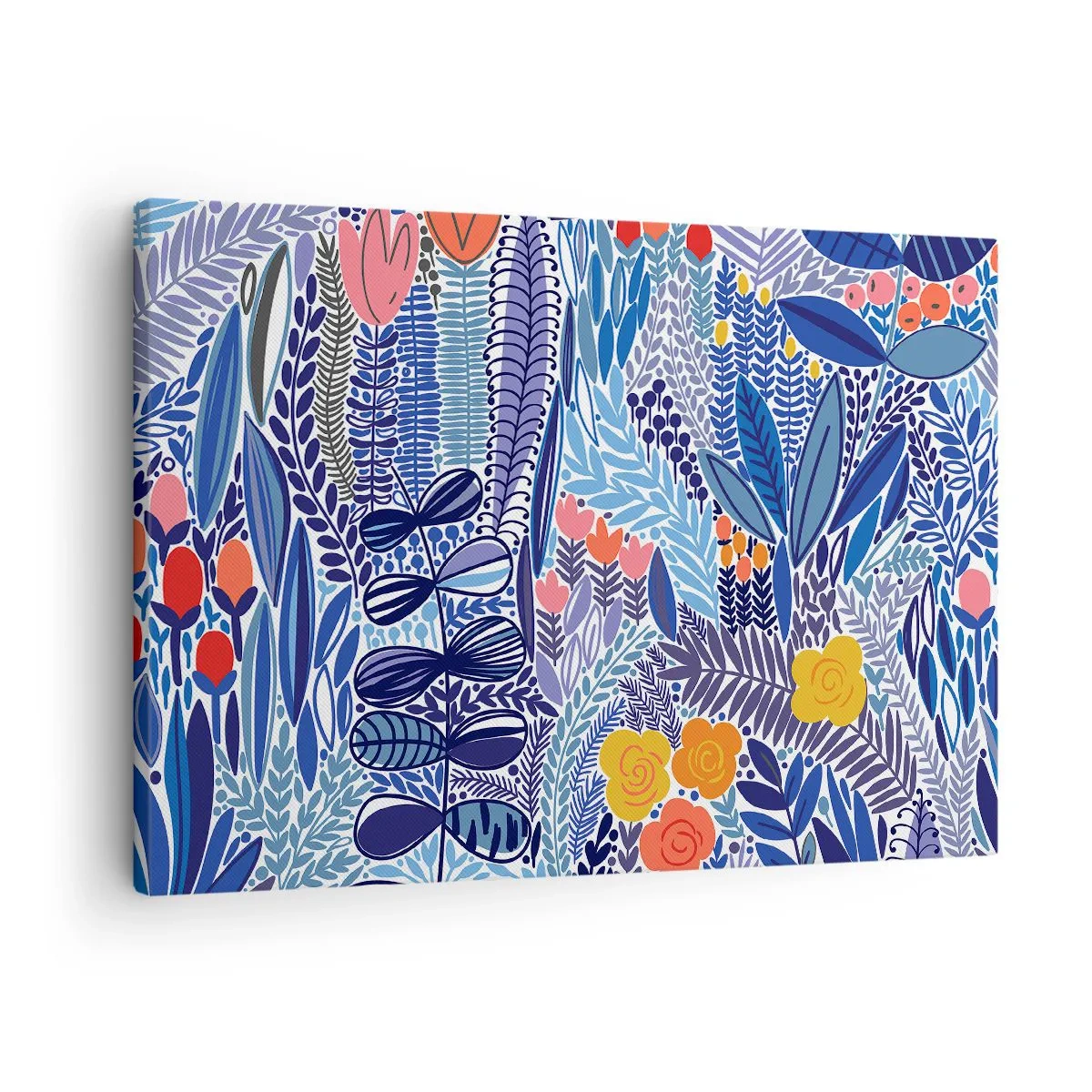 Obraz na plátně - Barevný rostlinný motiv v moderním grafickém stylu - 70x50cm - Havajská zahrada - Moderní nástěnná dekorace do obývacího pokoje a ložnice ARTTOR