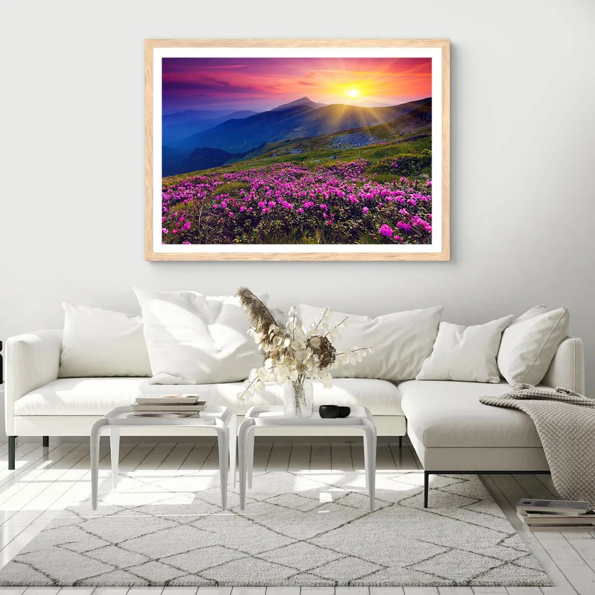 Plakát v rámu světlý dub - …A kolem voní kosodřevina a voní byliny - 100x70 cm