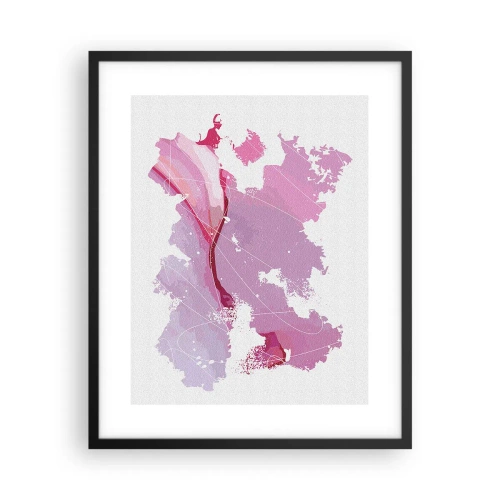 Plakát v černém rámu - Mapa růžového světa - 40x50 cm