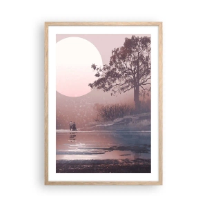 Plakát v rámu světlý dub - Noční zázraky - 50x70 cm