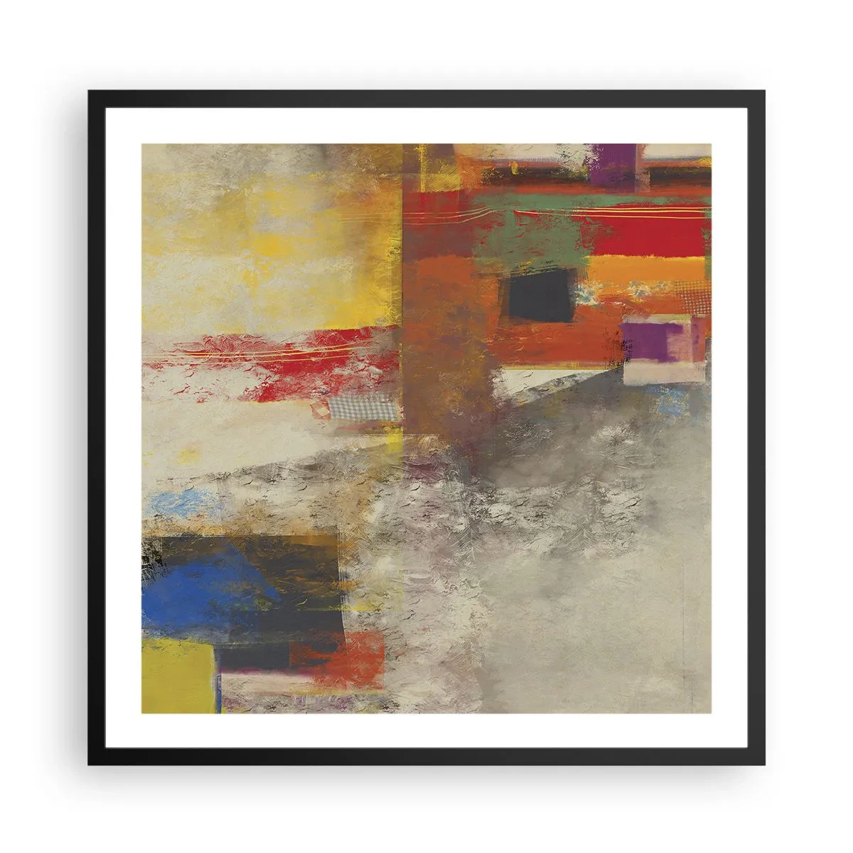 Plakát v černém rámu - Geometrie barev - 60x60 cm