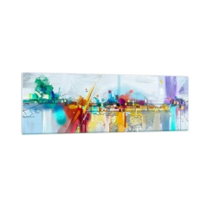 Obraz na skle - Most radosti nad řekou života - 160x50 cm