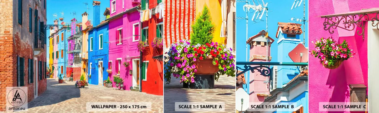 Fototapeta Vzorek Standard Eco - Městečko „Pod papoušky“ - Město, Itálie, Architektura - 100x30 cm