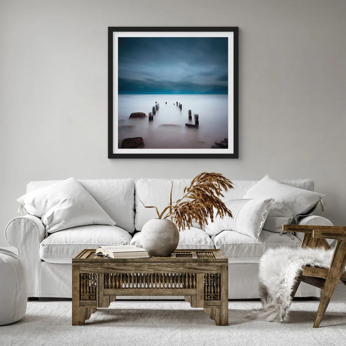 Plakát v černém rámu - Zamyšlené jezero - 60x60 cm