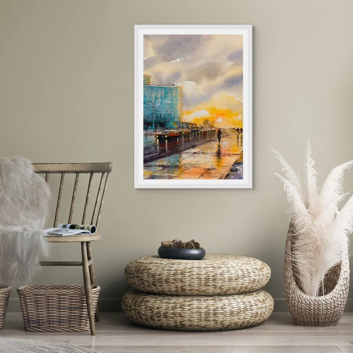 Plakát v bílém rámu - Život na pobřeží - 30x40 cm