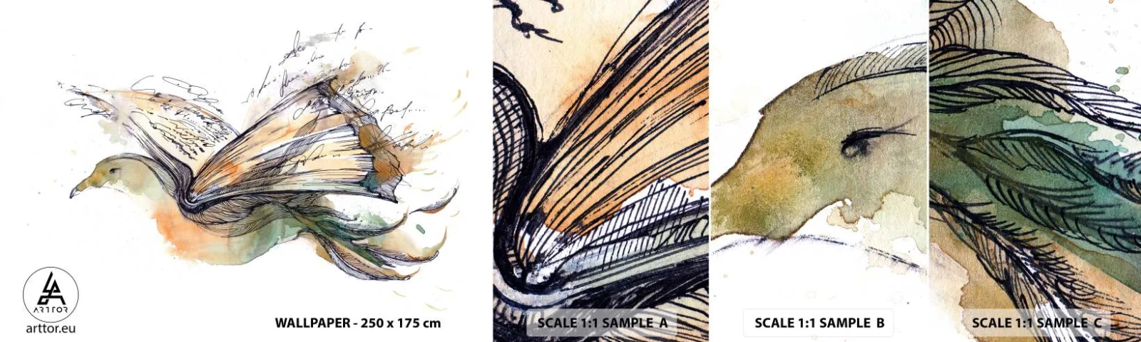 Fototapeta Vzorek Standard Eco - Na křídlech poezie - Abstrakce, Pták, Rezervovat - 100x30 cm