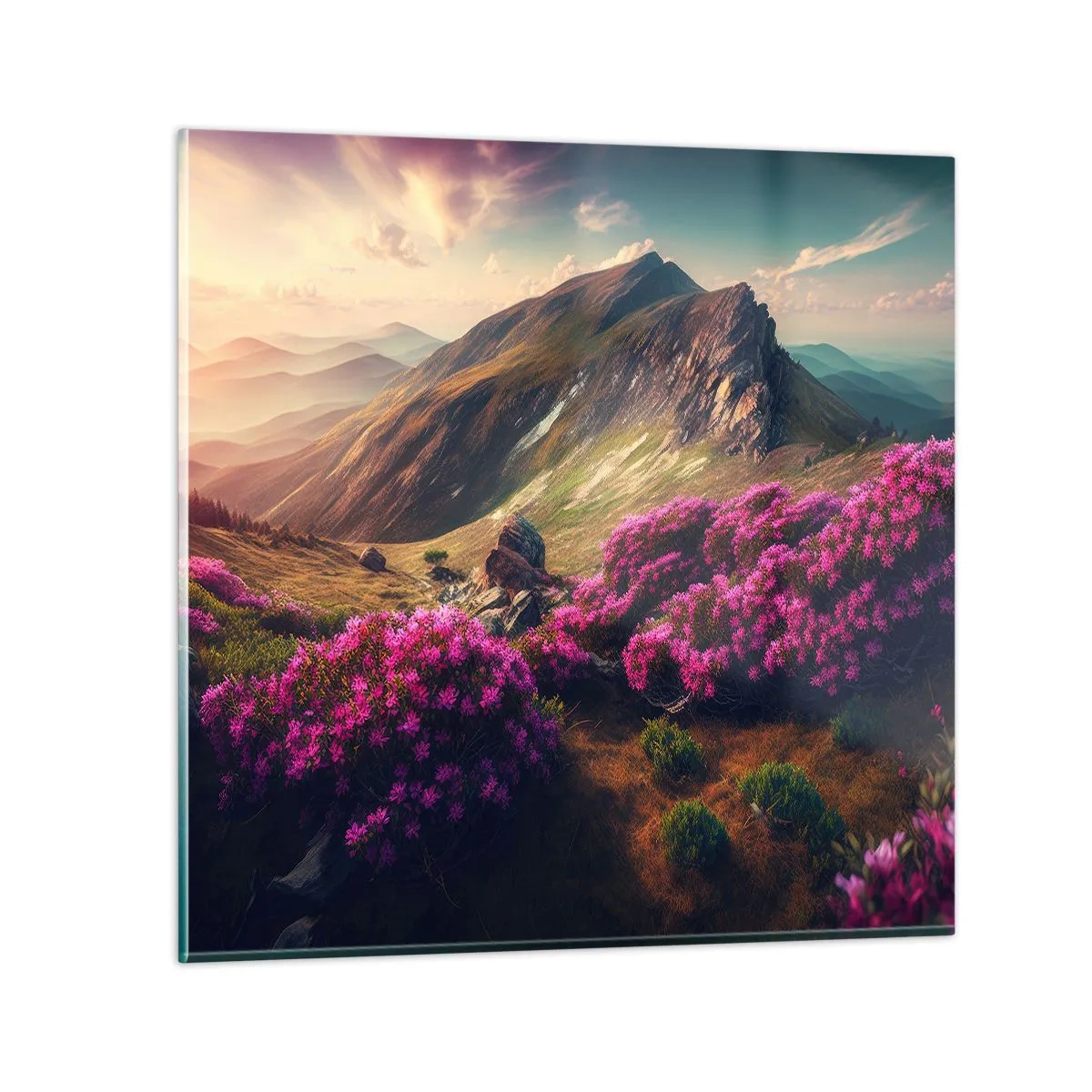 Obraz na skle - Léto na horách - 60x60 cm