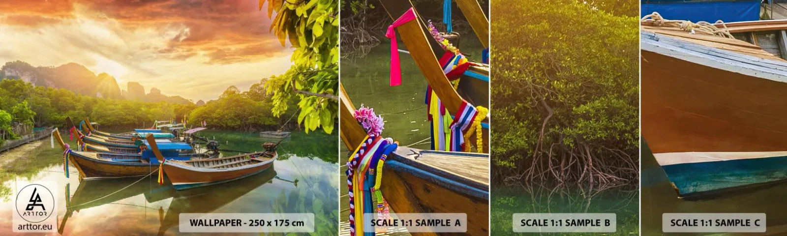 Vzor Fototapety Samolepicí Deluxe Sticker - Před rušným dnem - Krajina, Thajsko, Moře - 100x30 cm