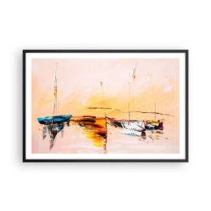 Plakát v černém rámu - Večer v přístavu - 91x61 cm