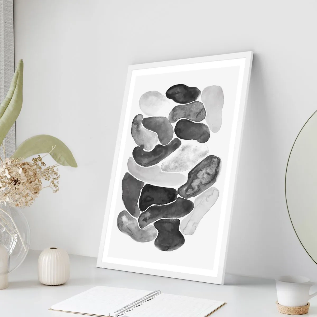 Plakát v bílém rámu - Kamenitá abstrakce - 70x100 cm