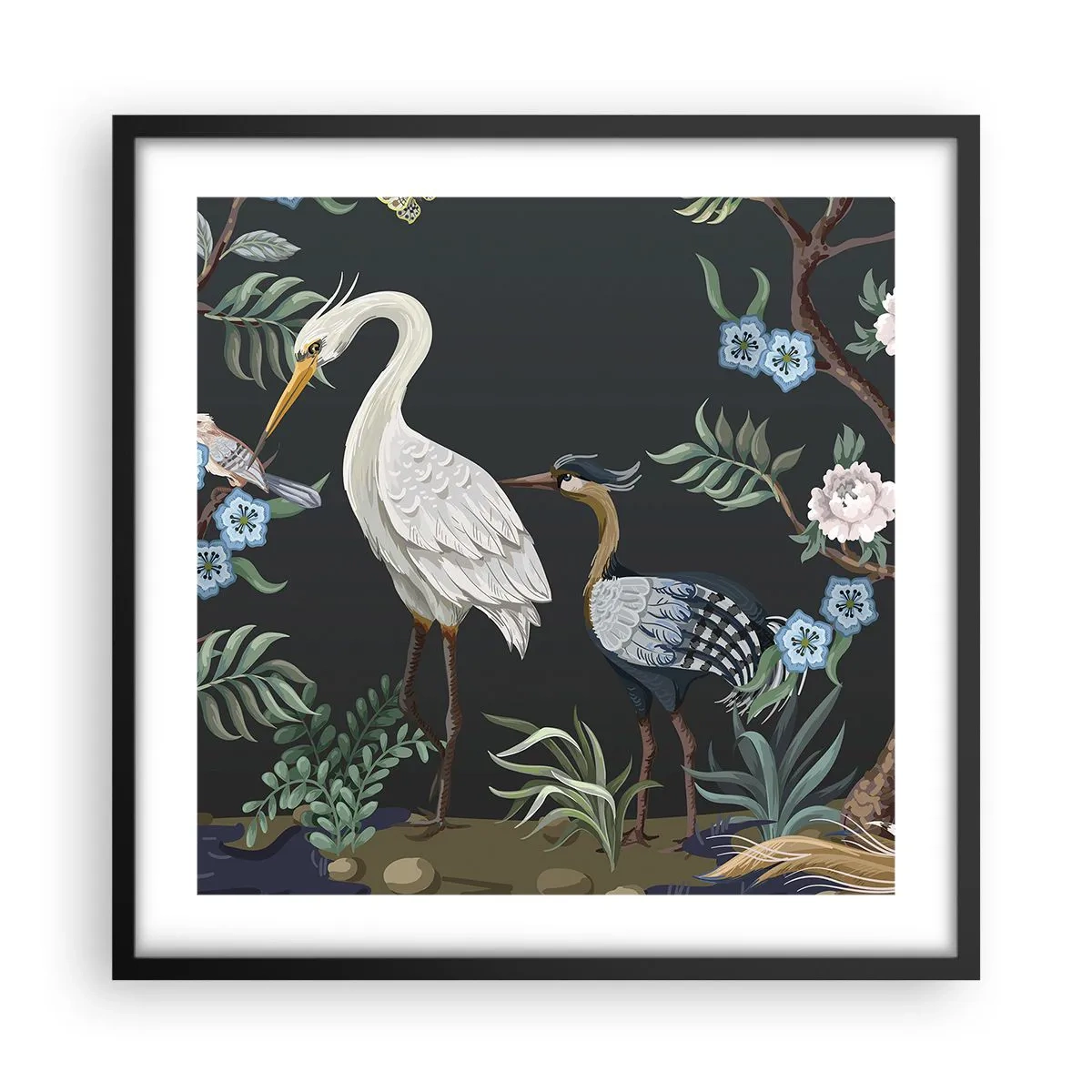 Plakát v černém rámu - Ptačí průvod - 50x50 cm