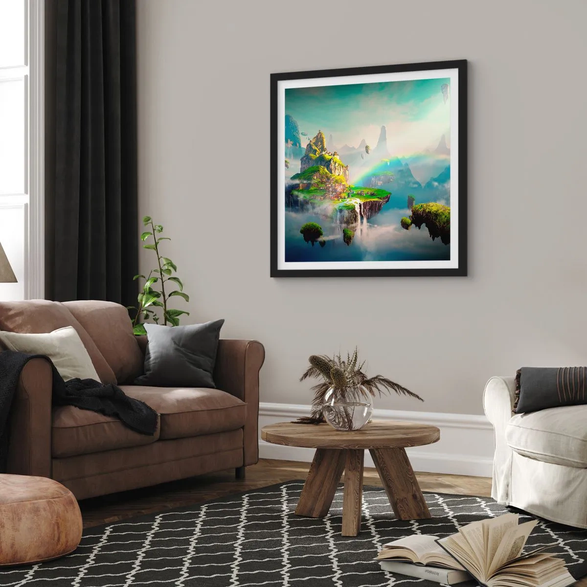 Plakát v černém rámu - Uprostřed nebe - šťastné ostrovy - 60x60 cm