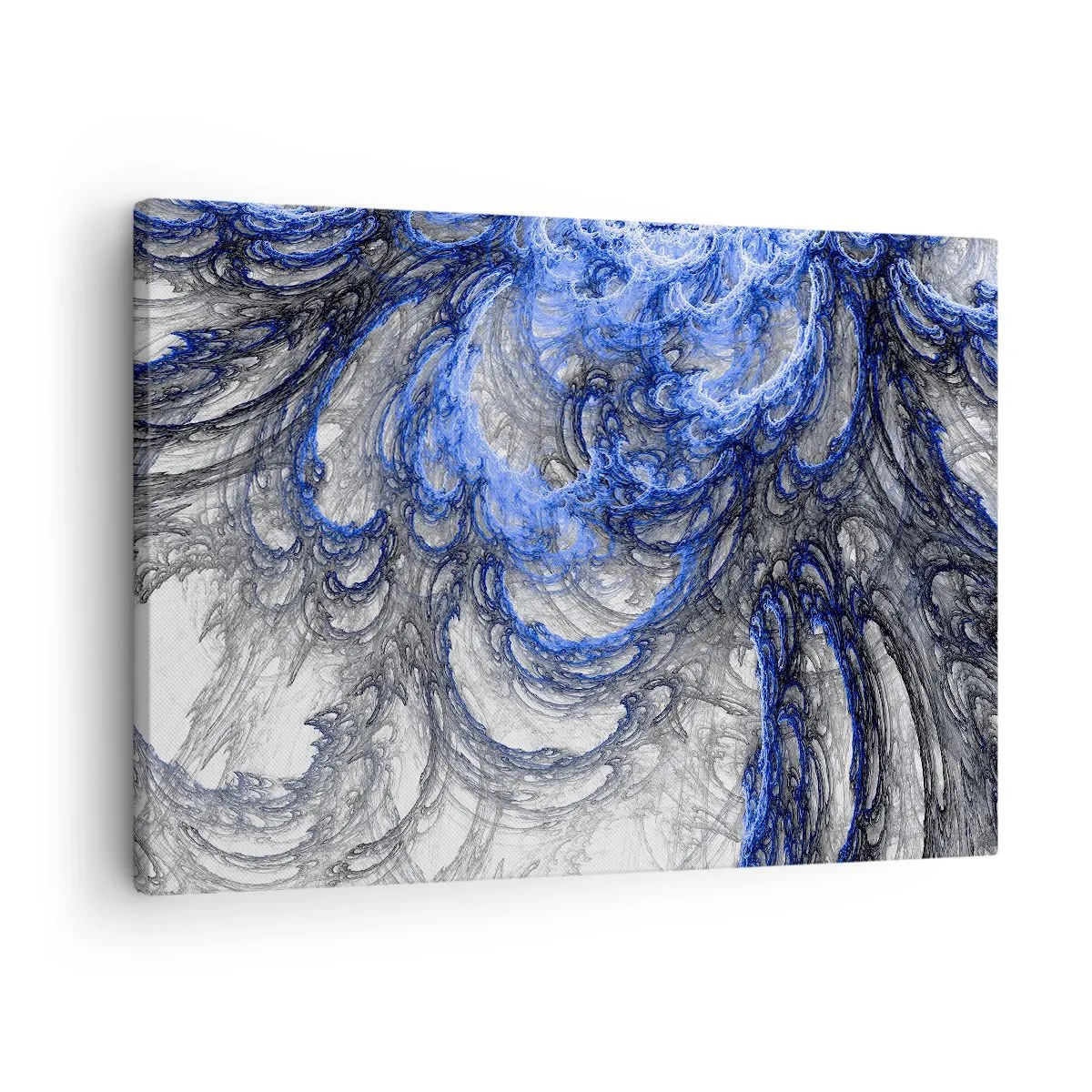 Obraz na plátně - Abstraktní vlny v odstínech modré a šedé - 70x50cm - Zrod vlny - Moderní nástěnná dekorace do obývacího pokoje a ložnice ARTTOR