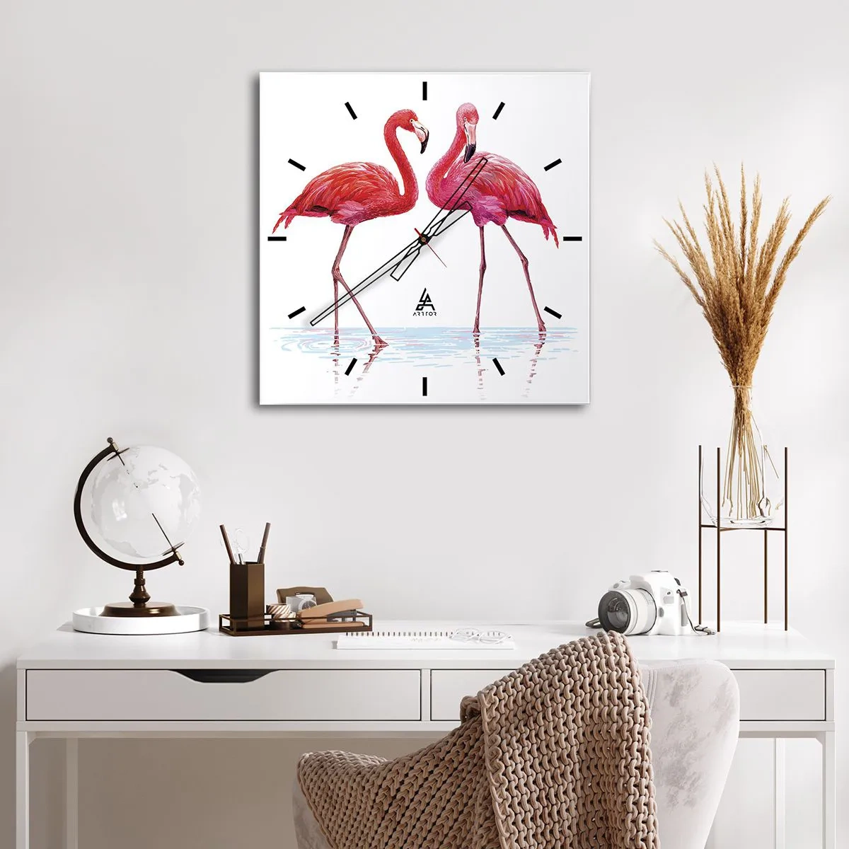 Nástěnné hodiny - Růžové rendez-vous - 30x30 cm