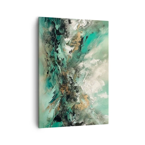 Obraz na plátně - Smaragdově černé vlnobití - 50x70 cm