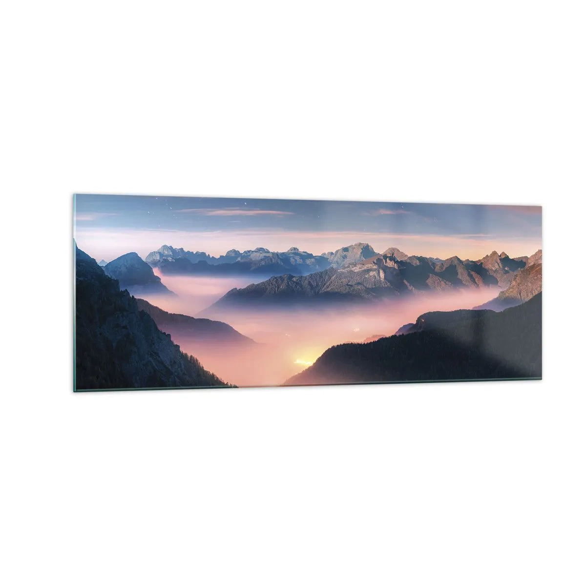 Obraz na skle - Světlo v údolích - 140x50 cm