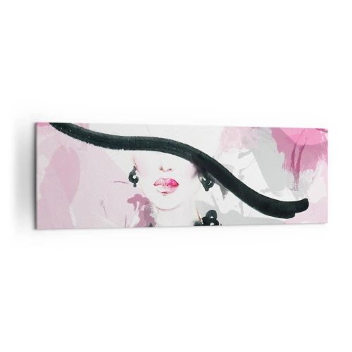 Obraz na plátně - Portrét dámy v černé a růžové - 160x50 cm
