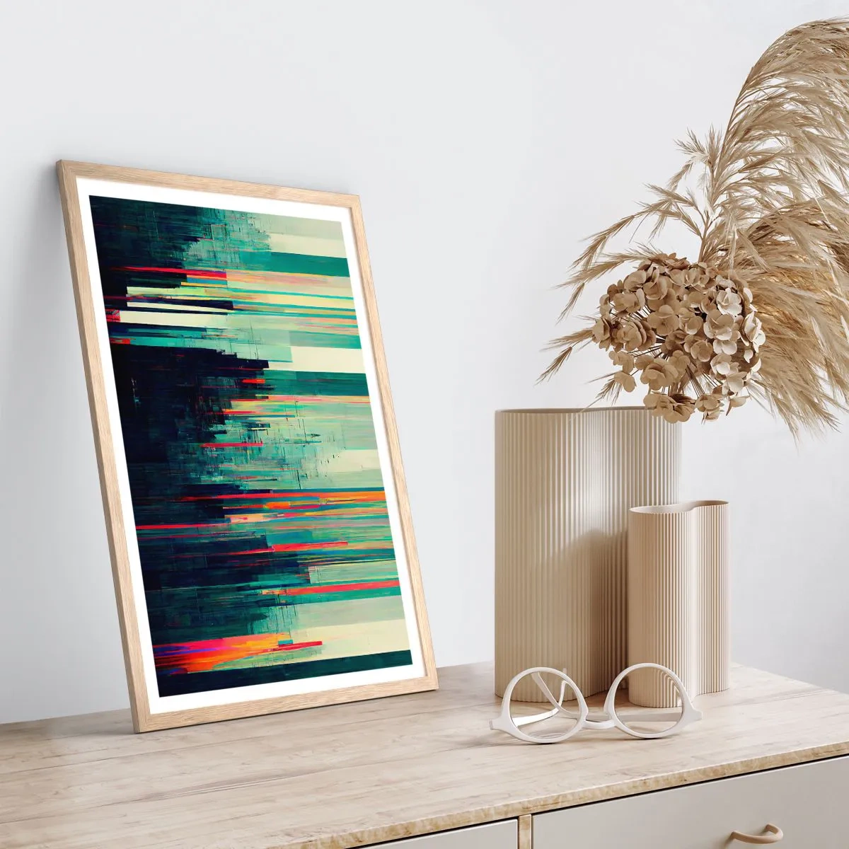 Plakát v rámu světlý dub - Futuristické město - 70x100 cm