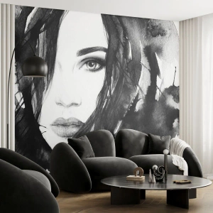Fototapeta Standard Eco - Portrét dámy v černé a bílé - Abstrakce, ženská tvář, Portrét - 500x350 cm
