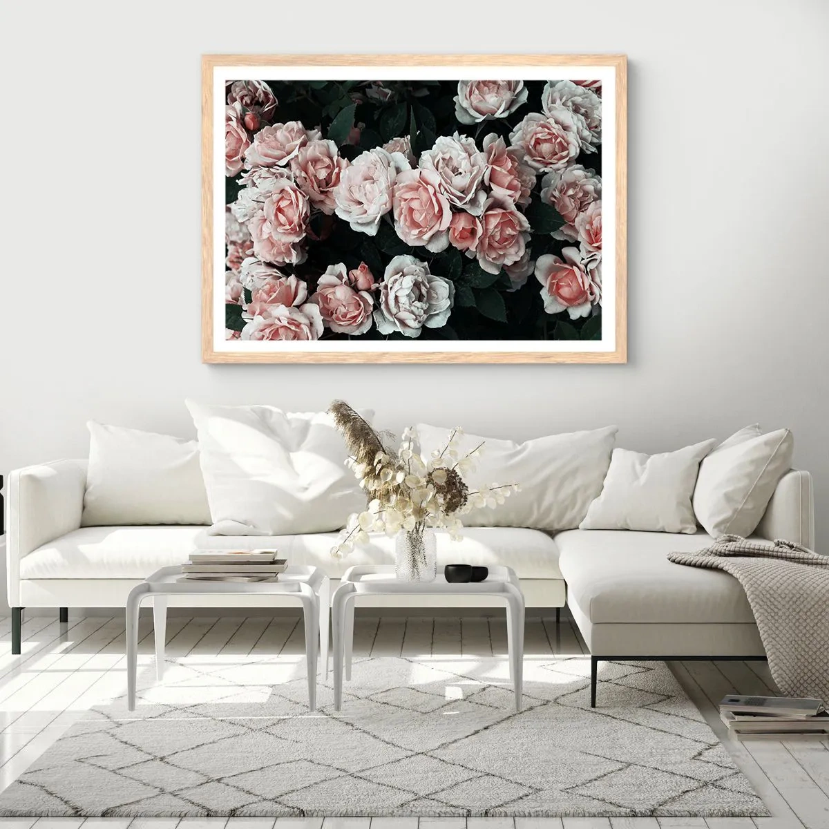 Plakát v rámu světlý dub - Růžový ansámbl - 50x40 cm