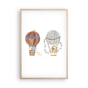 Plakát v rámu světlý dub - Přátelé na cestách - 61x91 cm