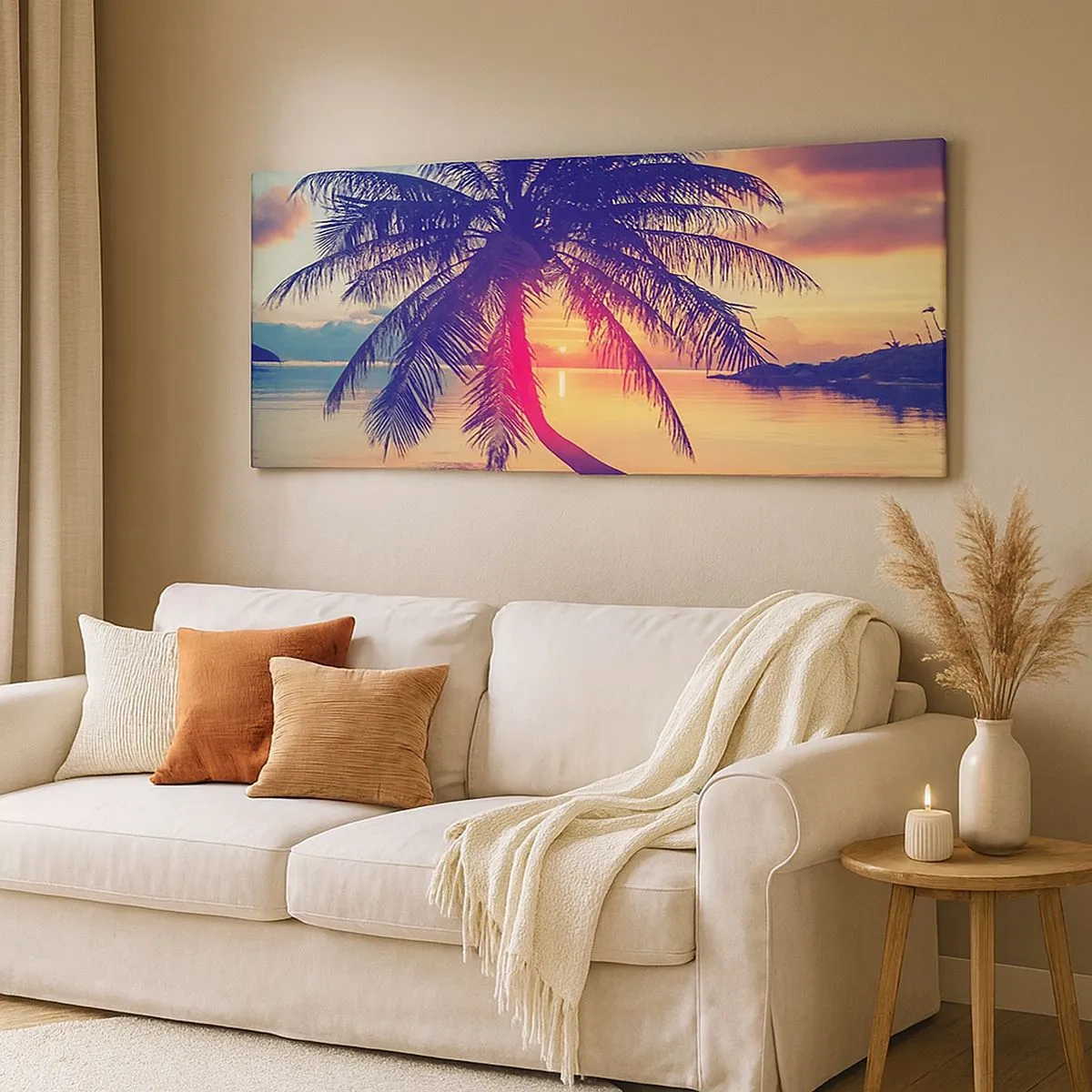 Obraz na plátně - Večer pod palmami - 100x40 cm