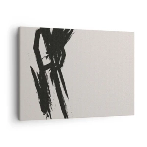 Obraz na plátně - Dynamické tahy štětcem v černé barvě na světlém pozadí - 70x50cm - Nezastavitelná hybnost - Moderní nástěnná dekorace do obývacího pokoje a ložnice ARTTOR
