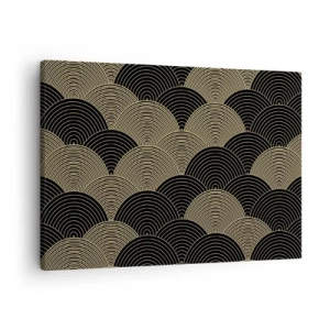 Obraz na plátně - Vzor ve stylu art deco s půlkruhy a zlatými linkami - 70x50cm - Jednota v mnohosti - Moderní nástěnná dekorace do obývacího pokoje a ložnice ARTTOR