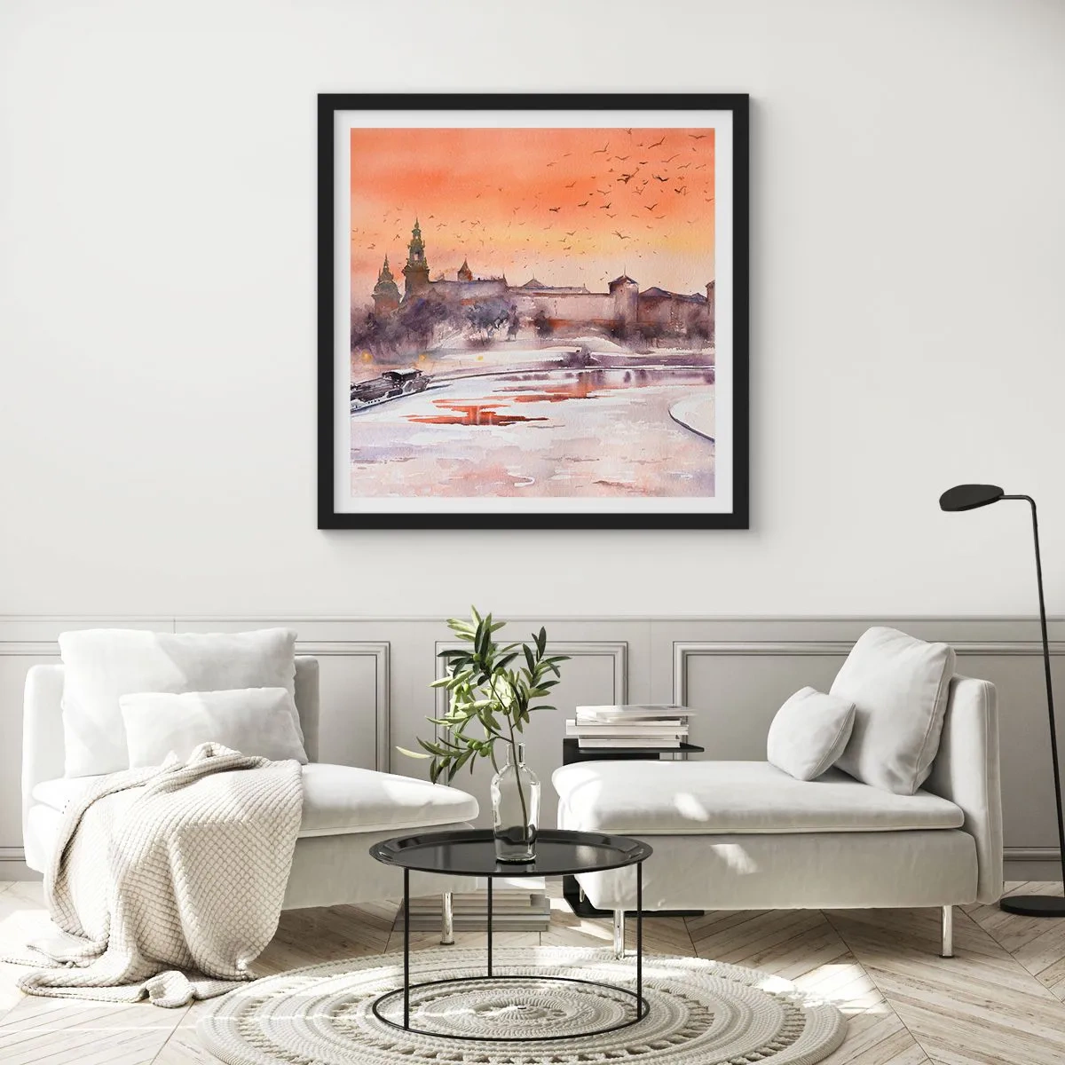 Plakát v černém rámu - Královský západ slunce - 40x40 cm