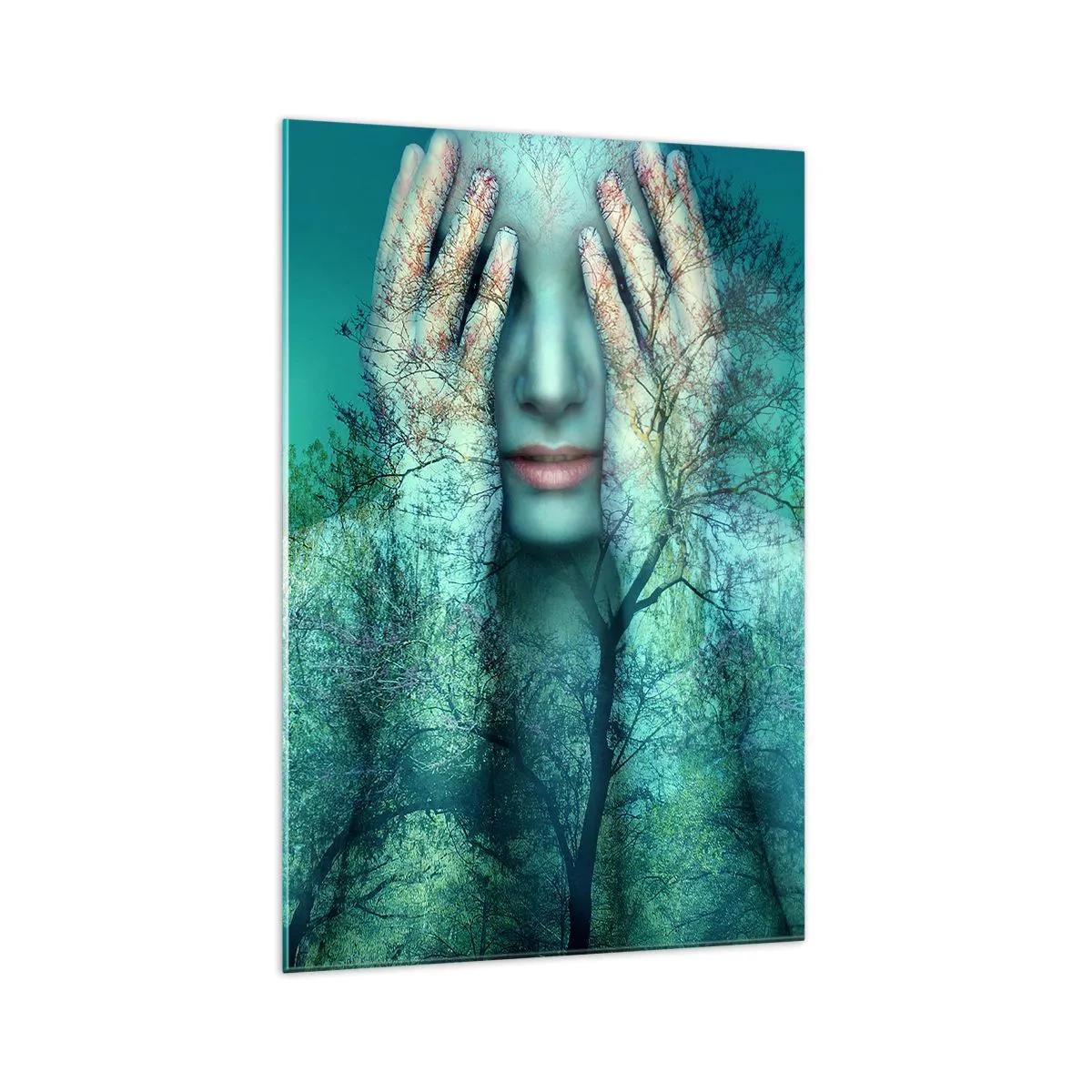 Obraz na skle - Ponořená do modré - 70x100 cm