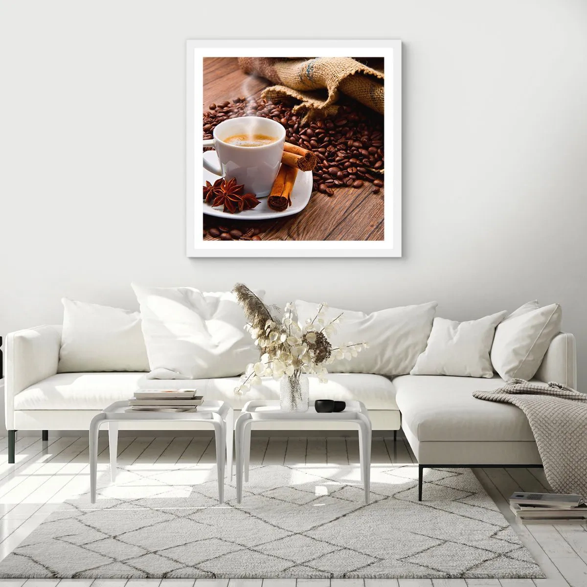 Plakát v bílém rámu - Pikantní chuť a aroma - 40x40 cm