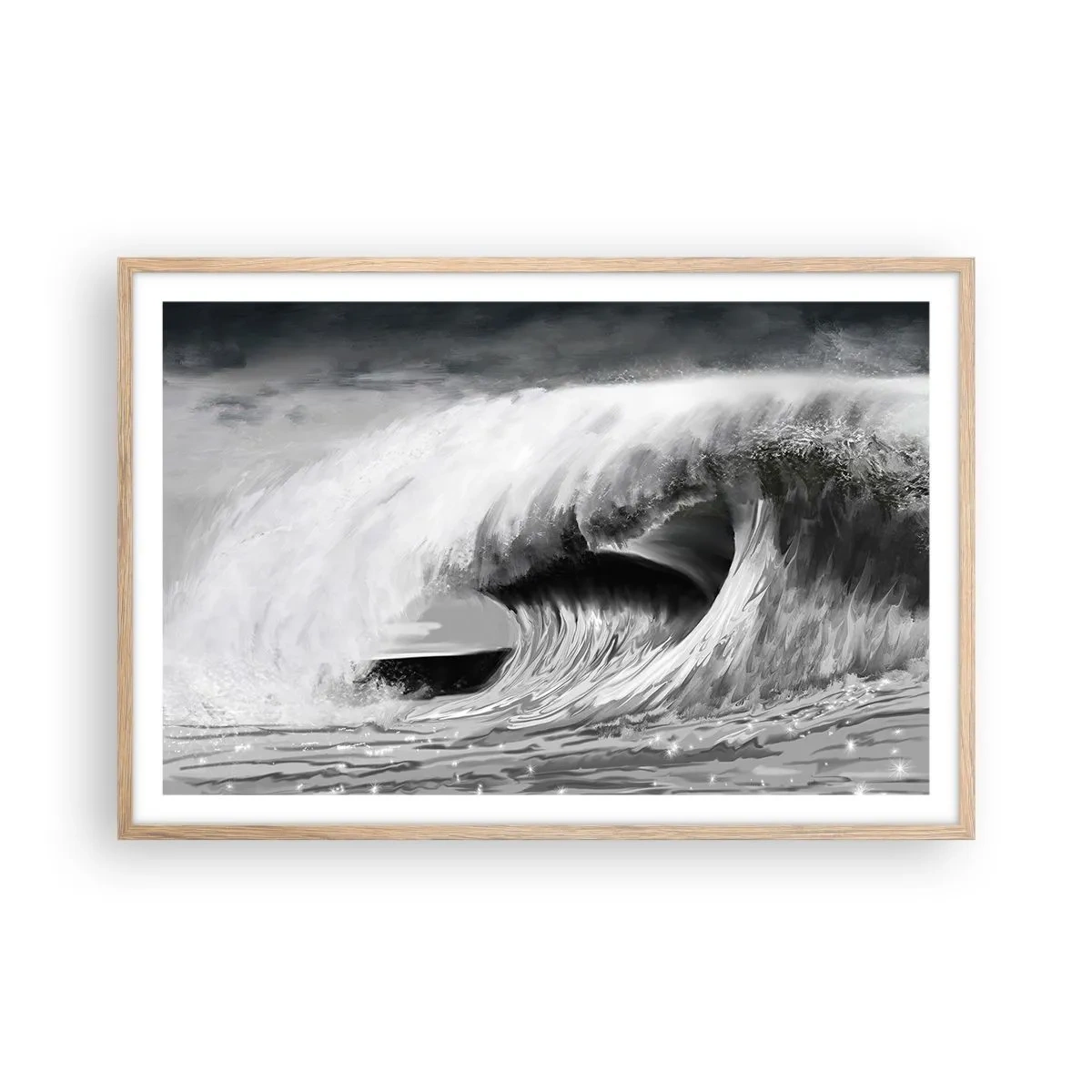 Plakát v rámu světlý dub - Hněv oceánu - 91x61 cm
