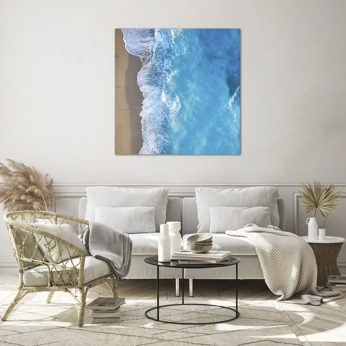 Obraz na skle - Síla modři - 70x70 cm