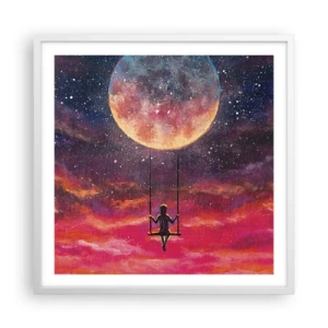 Plakát v bílém rámu - Stavět si vzdušné zámky - 60x60 cm