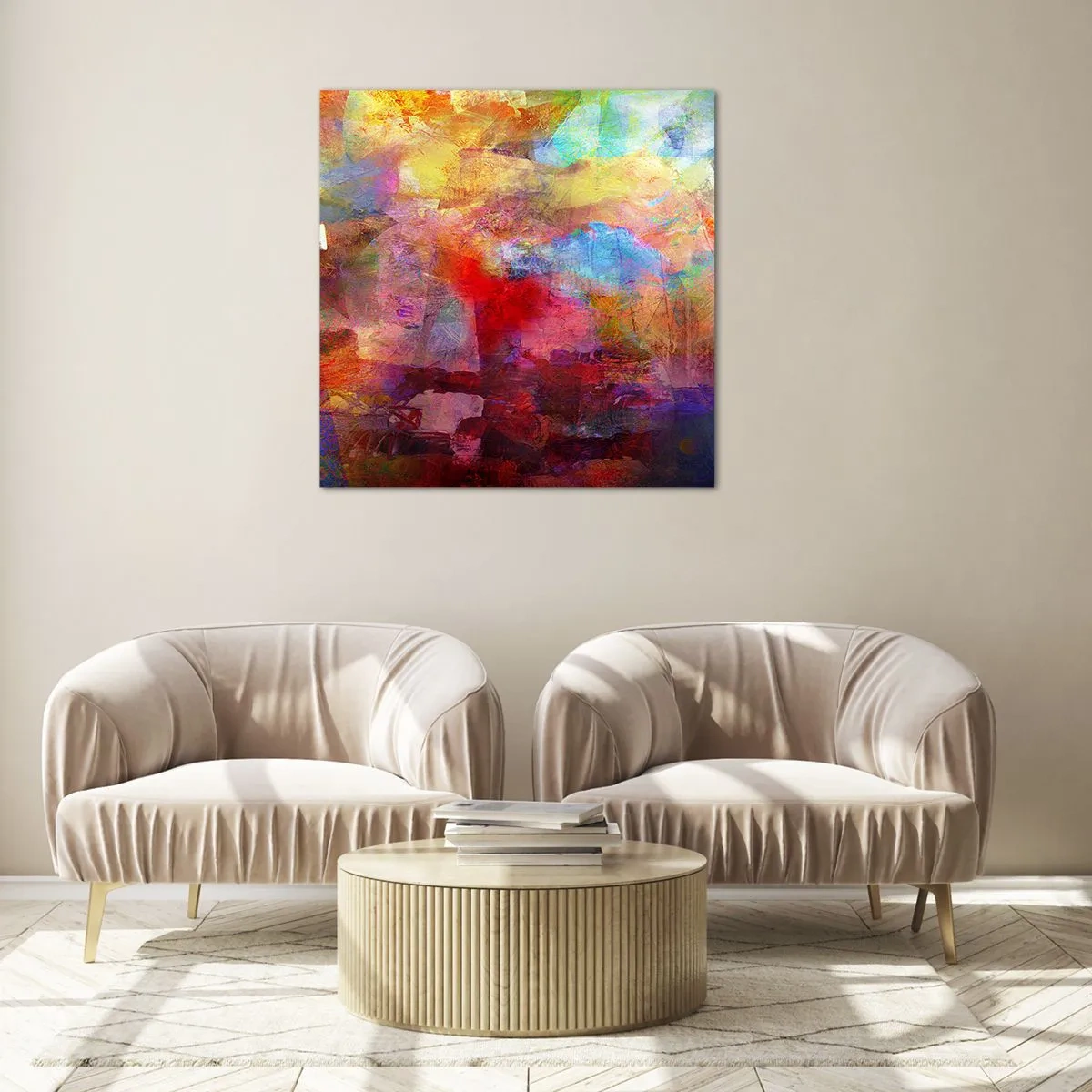 Obraz na skle - Podívat se doprostřed duhy - 40x40 cm