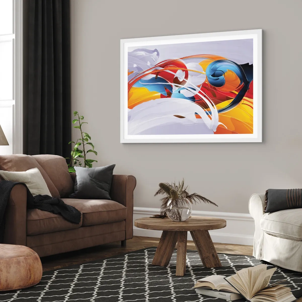 Plakát v bílém rámu - Tanec živlů - 91x61 cm