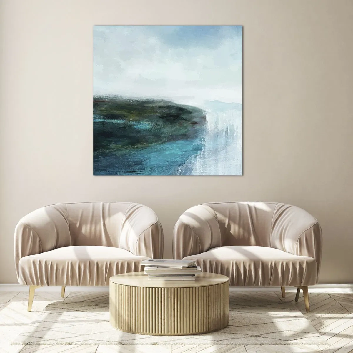 Obraz na skle - Námořní abstrakce - 40x40 cm